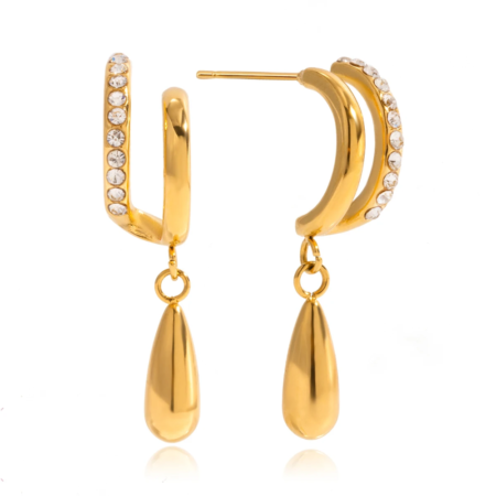 Classic Water Drop Earrings for Women – 18K Gold Plated Stainless Steel Minimalist Jewelry