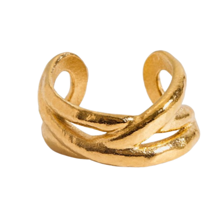 Minimalist Textured Wrap Skeleton Ring – 18K Gold Plated Stainless Steel Jewelry