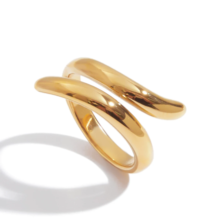 18K Gold Plated Line Ring – Adjustable Stainless Steel Metal Jewelry, Waterproof Wholesale